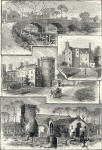 Engraving from Old & New Edinburgh  -   Old Saughton Bridge, Old Saughton House, Barnton House and Cramond Church