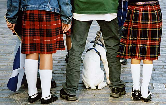 Edinburgh Festival Visitors  -  Kilts, Flag and Dog