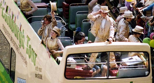 Edinburgh Festival Cavalcade 2004  -  Performers in Golden Costumes in an Open-Top Bus