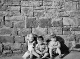 Three young children at the wall in Bedford Street, Stockbridge