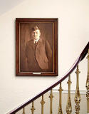 A photograph of AJ Letham, hanging on the staircase of the Leith Boys' Brigade Batallion HQ at The Pavilion, Ferry Road, Leith