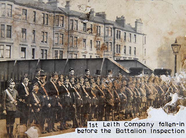 Boys' Brigade, 1st Leith Company  -  Fallen-in Before Annual Inspection, 1914