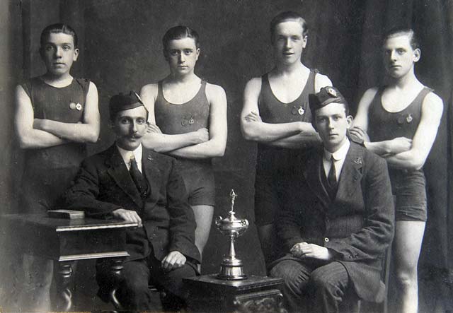 1st Leith Boys' Brigade Swimmers  -  Winners of the Goalen Cup, 1915-16, 1916-17, 1917-18