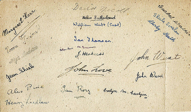 Broughton High School Class  -  1947-48  Signatures on the back of the photo