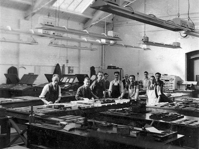 R&R Clark, Brandon Street, Canonmills - Compositors in Caseroom No.2, around 1953