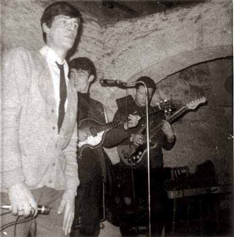 Johnny Kidd and Frank Ferri and friend at the Gamp, Victoria Street, 1963