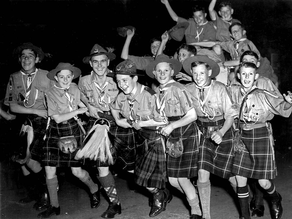 35th Liberton Scout Troop at Waverley Station, heading for camp in Holland, 1947