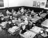 Lunch time at the wee tin school, Peffermill Road, Craigentinny - 1950