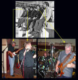 Members of Plastic Meringue in 1967 and at their Reunion in 2007