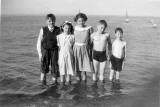 Broughton Road Frineds in the sea at Portobello  -  around 1950s