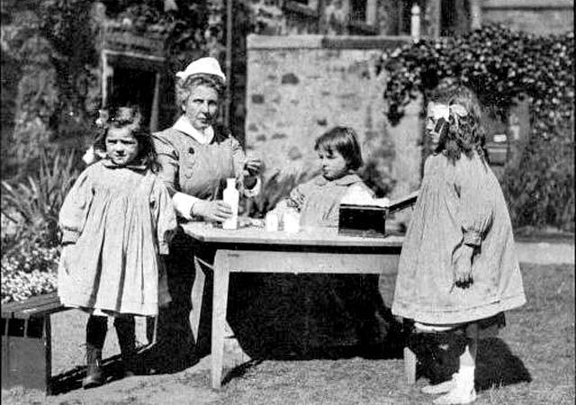 St Saviour's Child-Garden kindergarten, Chessel's Court, Canongate, Edinburgh  -  Nurse's Ministrations