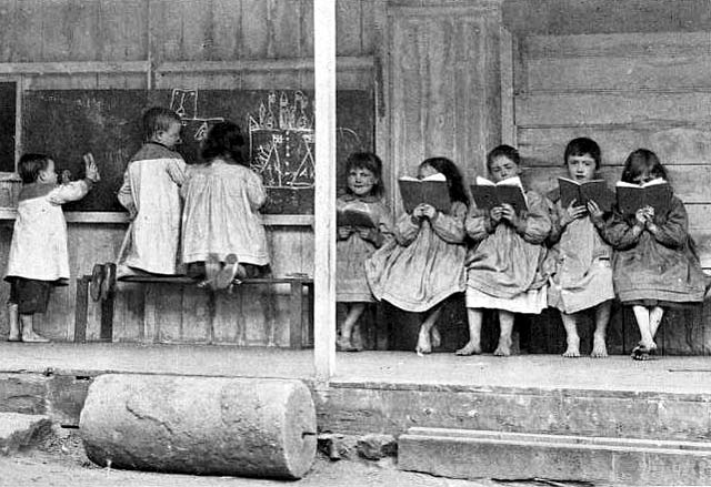 St Saviour's Child-Garden kindergarten, Chessel's Court, Canongate, Edinburgh  -  Lessons in the Garden-Shelter