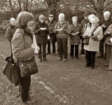 Standard Life Strollers and their guide Karen MacCormick stop at King George V Playing Fields on their walk around Canonmills and Silvermills - February 2011