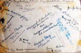 Signatures on the back of a photograph of Class 1J at Torphichen Street Day Institute, Edinburgh.  Photo taken 1954.