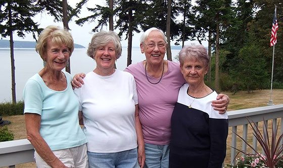Reunion of four former pupils of Trinity Academy at Whidbey Island, Seattle, Washington, USA in Summer 2014