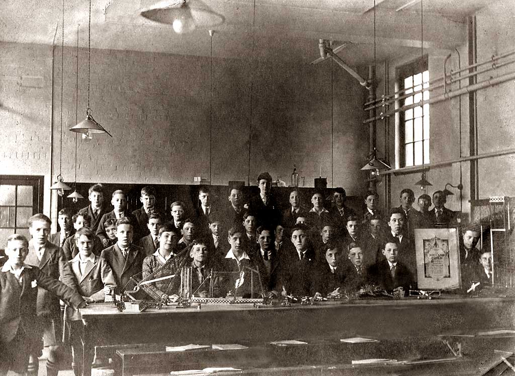 Tynecastle Secondary School  -  A class with Meccano  -  around 1930