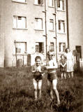 Norrie Downie and Kenny Raeburn at West Pilton Crossway  -  1950s