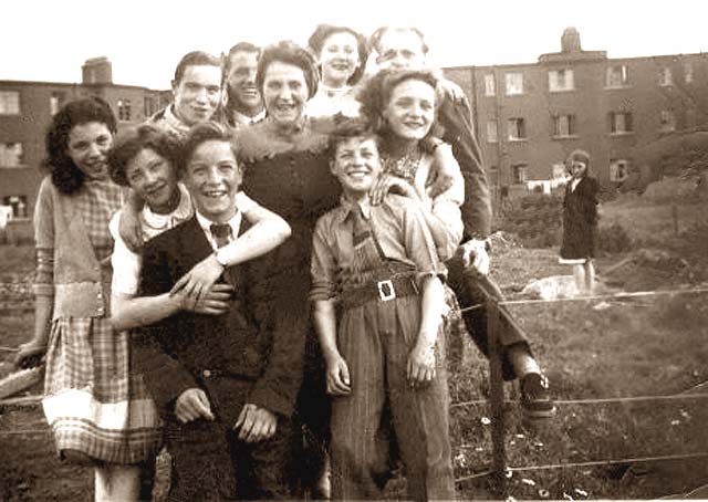 A group of ten, somewhere at West Pilton  -  1950s or 1960s