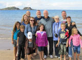 Jeanette Boon and her family on Yellowcraigs Beach, North Berwick, East Lothian, Scotland  -  July 2010