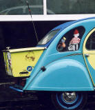 Citroen 2CV in the centre of Kelso in the Scottish Borders  -  during the World 2CV Meeting held at Kelso, July 2005