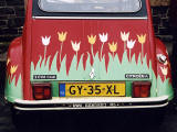 Citroen 2CV parked at Lauder, near Kelso in the Scottish Borders  -  during the World 2CV Meeting held at Kelso, July 2005