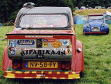 Citroen 2CVs in the grounds of Floors Castle, Kelso in the Scottish Borders  -  during the World 2CV Meeting held at Kelso, July 2005