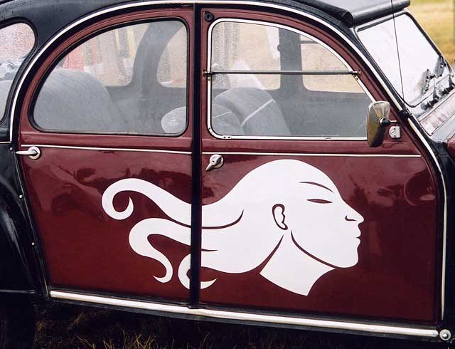 A Citroen 2CV in the grounds of Floors Castle,  Kelso, in the Scottish Borders  -  during the World 2CV Meeting held at Kelso, July 2005