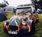 Citroen 2CV in the grounds of Floors Castle, Kelso in the Scottish Borders  -  during the World 2CV Meeting held at Kelso, July 2005