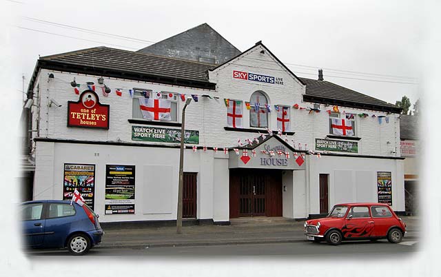 Bradford, Laisterdyke - Lyceum House, decorated in support of the English team in the Football World Cup being held in South Africa, June 2010