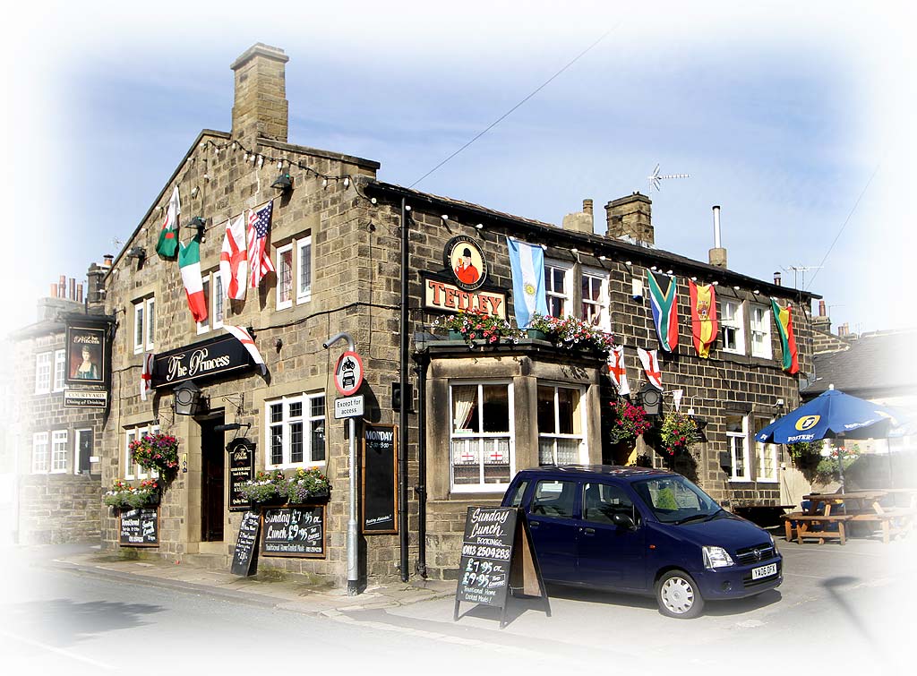Leeds, Rawdon -  Public House, decorated in support of the English team in the Football World Cup being held in South Africa, June 2010