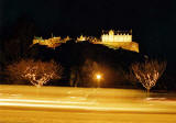 Edinburgh Castle and Christmas Lights on the trees in Princes Street Gardens