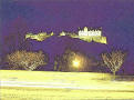 Picture derived from a photograph of Edinburgh Castle and the Christmas Lights on the trees in West Pricnces Street Gardens 