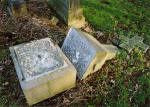 Photograph by Peter Stubbs  -  Edinburgh  - January 2003  -  Warriston Cemetery gravestone toppled