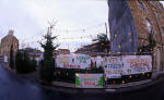 Christmas Tree Warehouse in the yard that was formerly the site of the Clark Stonemasons building, demolished earlier in the year  -  Christmas 1996