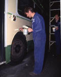 A  Painter in Eastern Scottish Bus Depot at New Street, Edinburgh