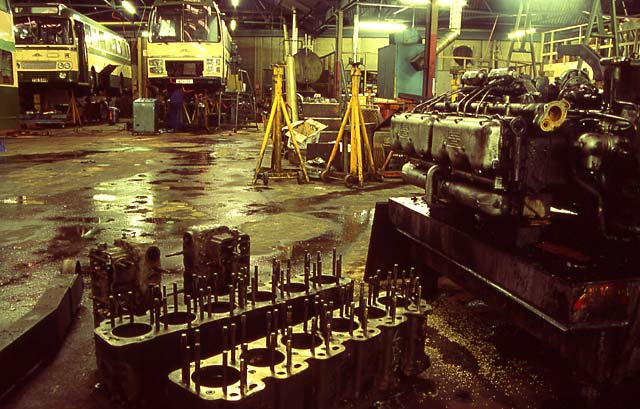 General view inside the the Eastern Scottish bus depot at New Street, Edinburgh