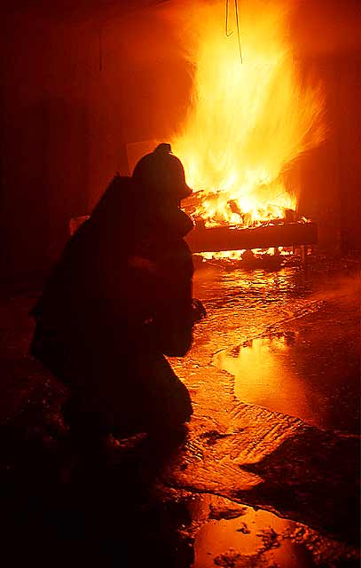 Firemen training in 'The Ship'   -   McDonald Road Fire Station  -  30 May 1995