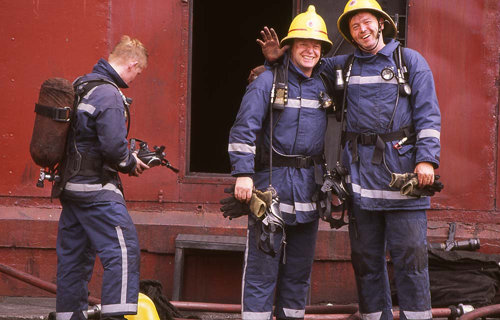Firemen training at 'The Ship'   -   McDonald Road Fire Station  -  30 May 1995  -  Large Photo