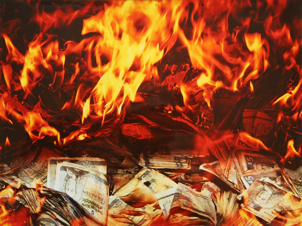 Edinburgh at Work  -  Burning old banknotes