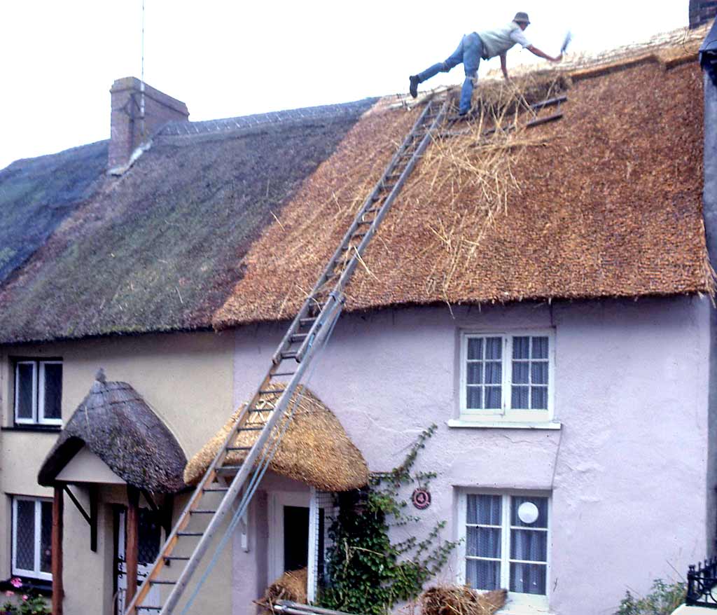 People at work around Britain  -  Thatching at Bishop's Tawton, Somerset, 1985