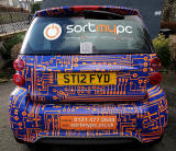 A car advertising 'Sort My PC' business, Colinton Road, Colinton  -  February 2013