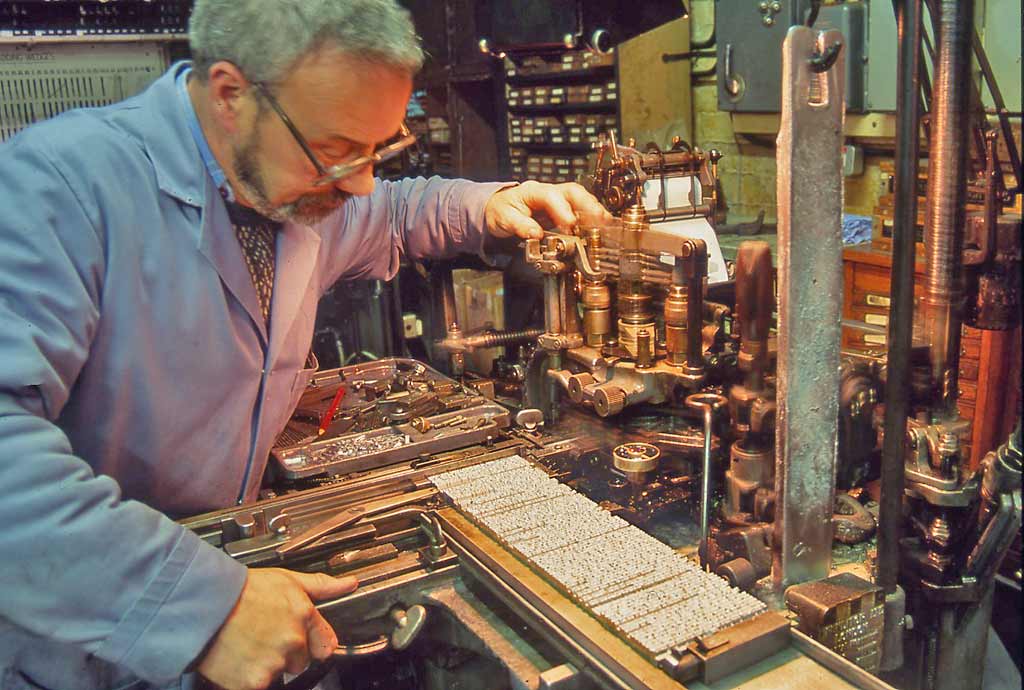 Edinburgh at work  -  Speedspools - monotype printers -  The Workbench  -  1995