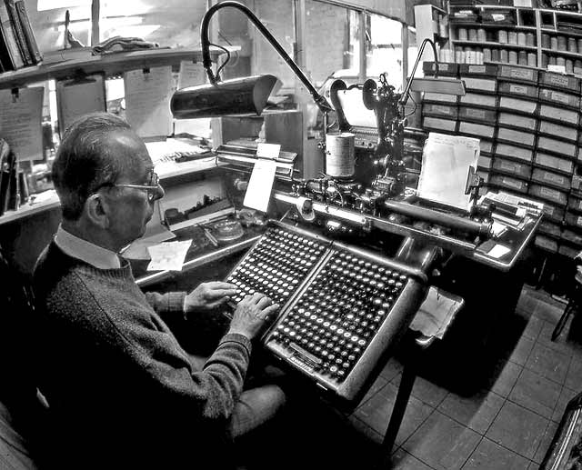 Edinburgh at work  -  Speedspools - monotype printers -  The Workbench  -  1995
