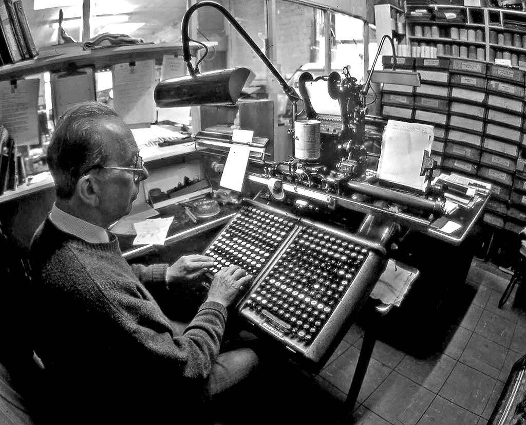 Edinburgh at work  -  Speedspools - monotype printers -  The Workbench  -  1995