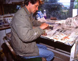 George Jamieson in his taxidermy workshop at Cramond Tower