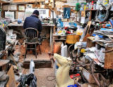 George Jamieson in his taxidermy workshop at Cramond Tower