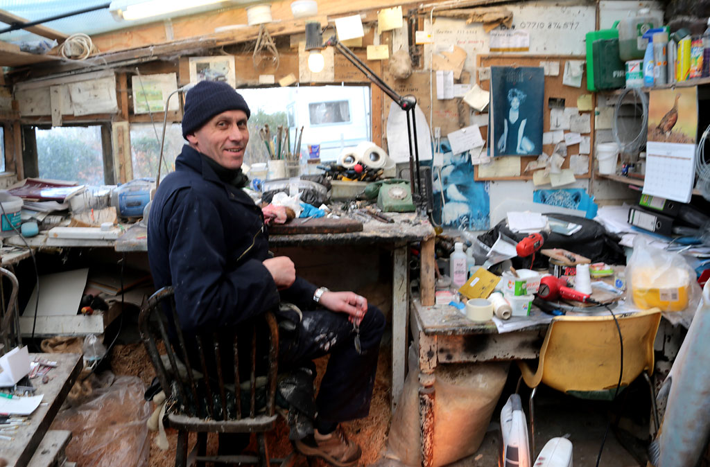 George Jamieson in his taxidermy workshop at Cramond Tower