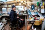 George Jamieson in his taxidermy workshop at Cramond Tower