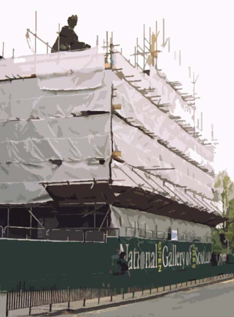 Photograph by Peter Stubbs  -  Edinburgh  -  May 2002  -  The Royal Scottish Academy undergoing restoration