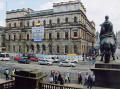 Photograph by Peter Stubbs  -  August 2002  -  View from the steps of Register House, looking past Steele's statue of the Duke of Wellington, towards North Bridge and the General Post Office.